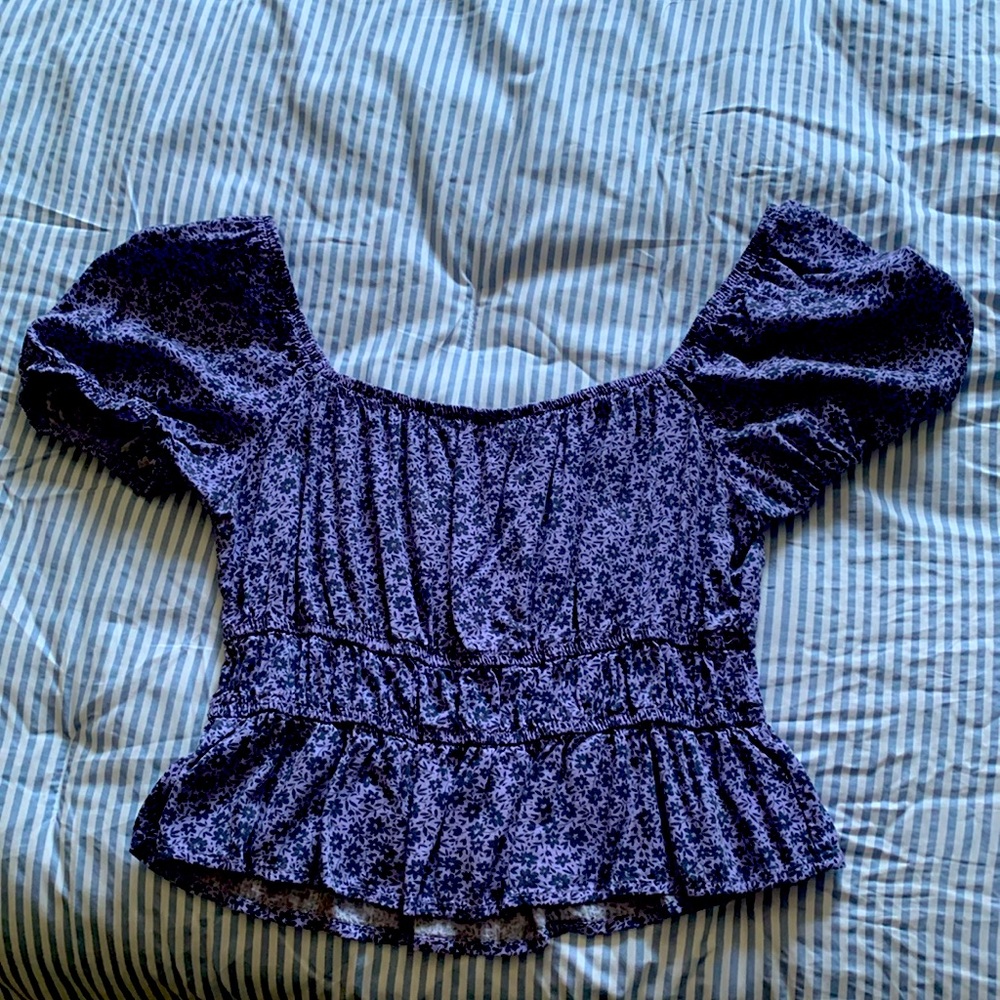 So goods for life. Crop top. Lilac purple flowers.